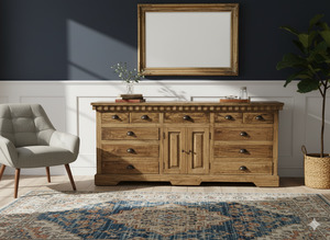 Rustic Mindi Wood Buffet Table – Natural Finish