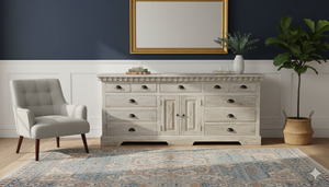 Console Hall Tables: Rustic Solid Wood Buffet Table