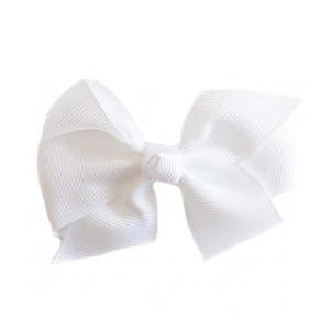Bows: Grosgrain Hair Clip - White Bow