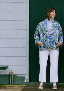 Tops: Quilted Jacket - Euni Green / New Muse Blue