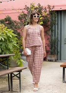 Pants: Balloon Pant - Hand Drawn Check Citrus