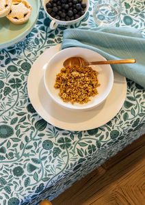 Home: Nouveau Green Cotton Linen Tablecloth