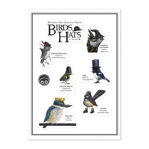 Products: Aotearoa NZ Native (Small) Birds in Hats – Sticker Sheet – Two Ruru
