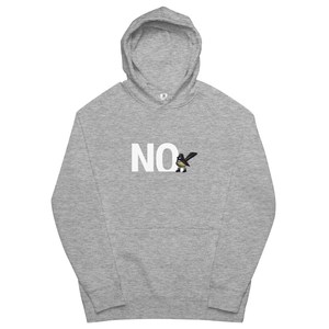 Products: Hoodie that says “NO” – Unisex kangaroo pocket style – Two Ruru