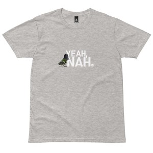 Products: T-Shirt that says “Yeah, Nah” – Men’s AS Colour staple tee – Two Ruru