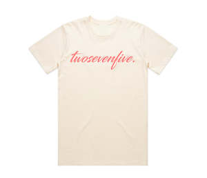 NEW!! Ecru/Peach Script Logo T-Shirt