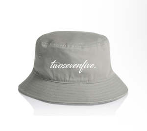 Headwear Accessories: Storm Grey Script Logo Bucket Hat
