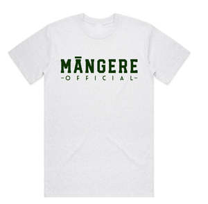NEW!! White Marle/Pine Green Māngere Official T-Shirt
