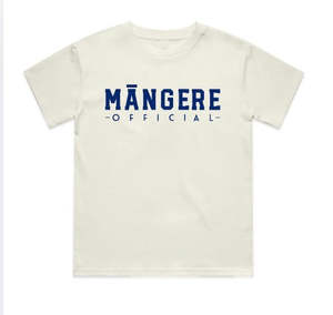 NEW!! Kids/Youth Ecru/Navy Blue Māngere Official Tee