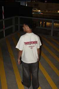 T Shirts: NEW!! Twosevenfive. Essential T-Shirt Off White/Maroon
