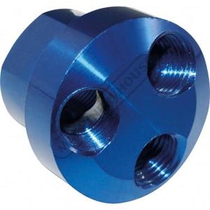 Fittings Couplers Connectors: Three Way Adapter 3/8" In - 1/4" Out - Anodized Blue