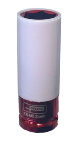 Impact Sockets: 21Mm X 1/2Dr Red Imp Socket W/Sleeve Prtt