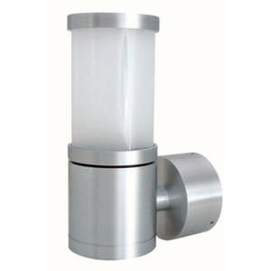 Exterior Wall Lights: UT004-SLV / AL EMPIRE Small Spun Silver Cylinder