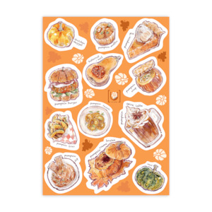 Pumpkin Food: Pumpkin Foods A6 Sticker Sheet