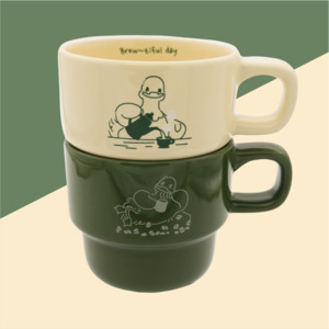 Matcha Latte Ducks On Holiday: Matcha & Latte Coffee and Tea: Mug Set