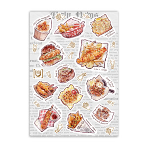 Fish n Chips A6 Sticker Sheet