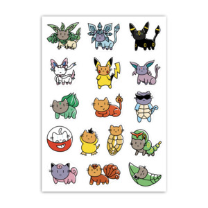 A6 Sticker Sheets: Poke Cats Series 2 A6 Sticker Sheet
