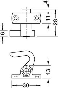 Catches, Hinges & Latches: Catch Hook Push Lock Metal RH