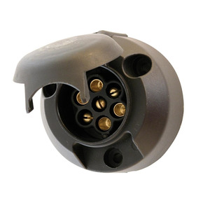 Chassis & Towing: Black 7 Pin Round Female Trailer Plug Socket