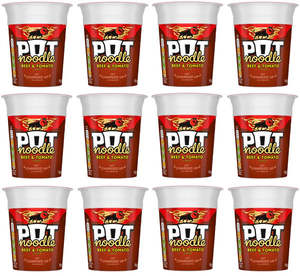 Pot Noodle Beef and Tomato 90g x 12 Pack (BB: 28/2/26 or 31/05/26)