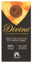 Confectionery: Divine Fairtrade Smooth Dark Chocolate with Ginger & Orange 90g