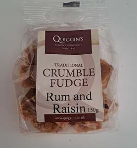 Quiggin's Traditional Crumble Fudge Rum & Raisin 150g
