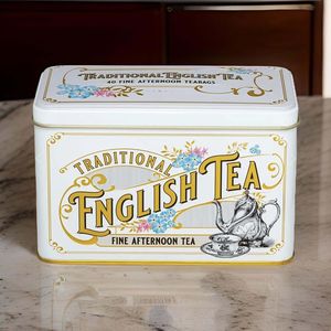 Christmas: New English tea- Vintage Victorian Ivory 40 Teabag Tin
