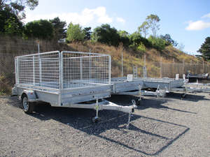 Heavy Duty Box Trailers: 10x5 Single Axle Heavy Duty Galvanized Box Trailer with Cage