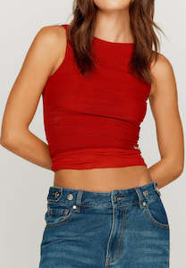 Tops: House of Sunny Multi Layer Mesh Vest Cherry Red