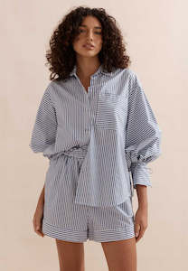 Tops: Caitlin Crisp Stripe Sonny Shirt Blue Stripe