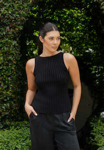 Caitlin Crisp: Caitlin Crisp Phoebe Top Black Rib