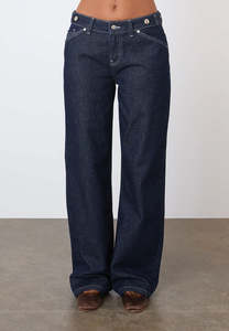 Peachy Den: Peachy Den Goldie Wide Leg Jean Indigo Rinse