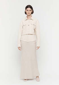 Queens Birthday 2: Friend of Audrey Cotton Linen Denim Jacket Natural