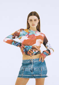 Lottie Hall Red Crush Top Butterfly Wave Red