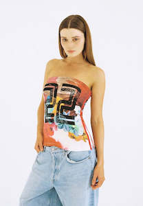 Lottie Hall Lucky Tube Top Butterfly Wave Red