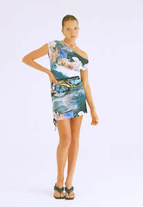 Lottie Hall Blue Crush Dress Butterfly Wave Print