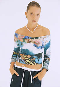 Lottie Hall Wave Off Shoulder Top Butterfly Wave