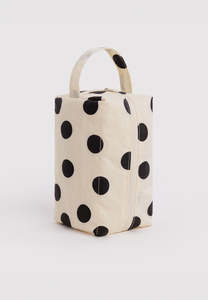 Baggu July 26 Ad: Baggu Dopp Kit Cream and Black Polka Dot