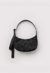 Baggu July 26 Ad: Baggu Small Nylon Crescent Bag Charcoal Ditsy Floral