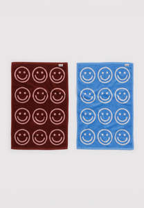 Baggu Hand Towel Set of 2 Sky Blue and Blush Happy