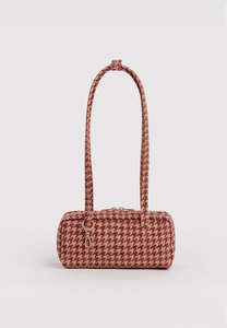 Baggu Small Nylon Bowler Bag Tan Houndstooth