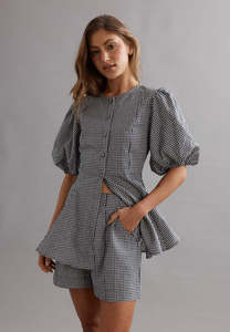 Easter20: Caitlin Crisp Sofia Blouse Ink / White Gingham