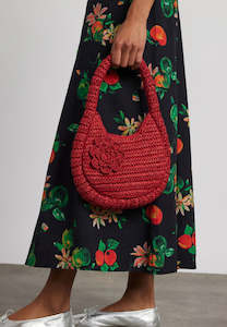 Valentines Day: Damson Madder Straw Rosette Bag