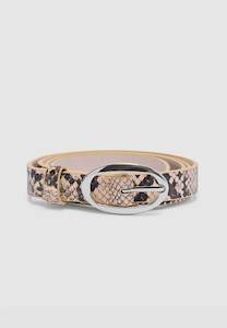 Brie Leon Oval Belt Python Silver