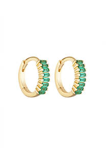 Porter Jewellery: Porter Jewellery Gemini Huggies Gold/Emerald