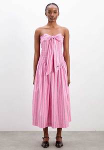 Dresses 1: Damson Madder Mia Midi Dress Pink Business Stripe