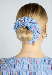 Damson Madder Garter Scrunchie Blue Stripe