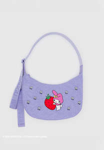Baggu Medium Nylon Crescent Bag Embroidered My Melody Strawberry