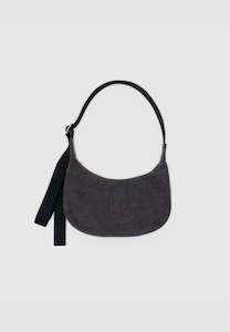 Baggu Small Denim Crescent Bag Washed Black Denim