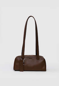 Baggu Small Recycled Leather Bowler Bag Brown